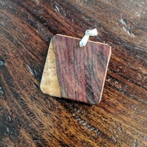 Handmade African walnut wood square pendant